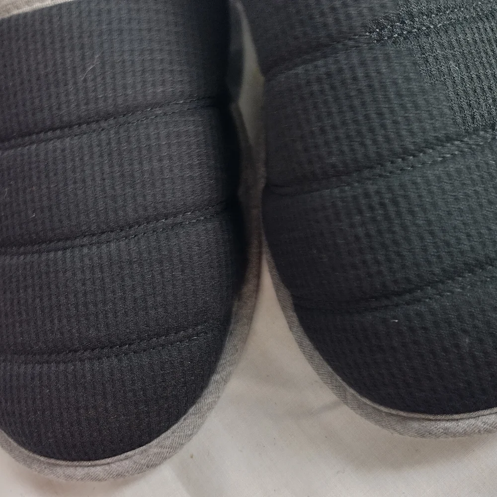 Dearfoams Men's Black Bound Scuff Slippers Size XL 13-14 Night Wear Cushion Sole